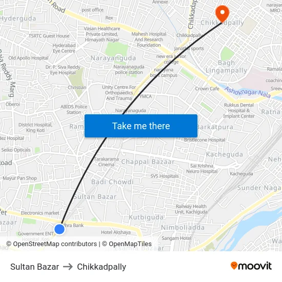 Sultan Bazar to Chikkadpally map