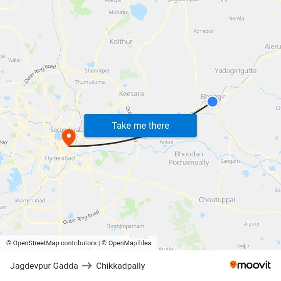 Jagdevpur Gadda to Chikkadpally map