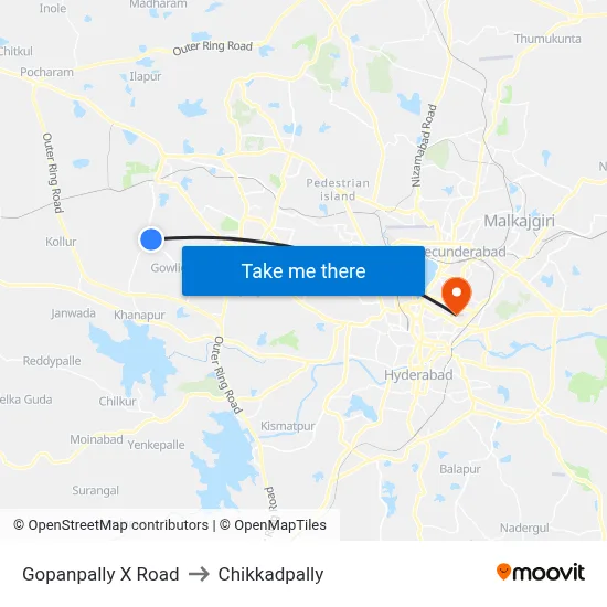Gopanpally X Road to Chikkadpally map