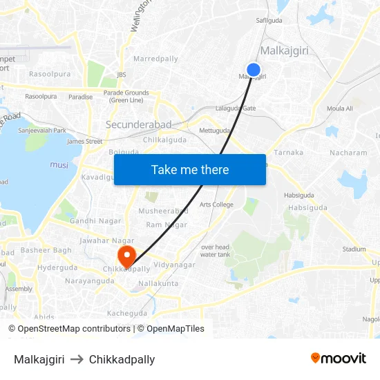 Malkajgiri to Chikkadpally map