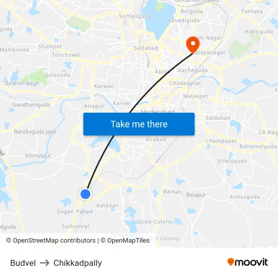 Budvel to Chikkadpally map