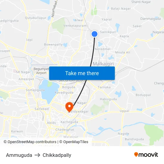 Ammuguda to Chikkadpally map