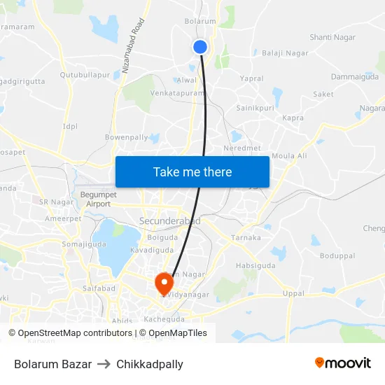 Bolarum Bazar to Chikkadpally map
