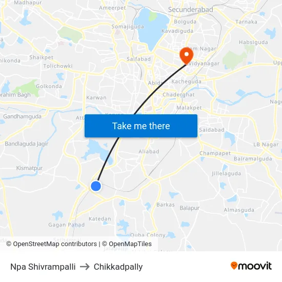 Npa Shivrampalli to Chikkadpally map