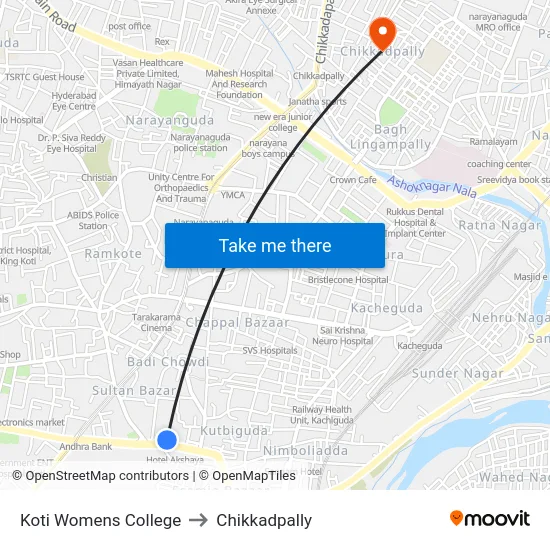 Koti Womens College to Chikkadpally map