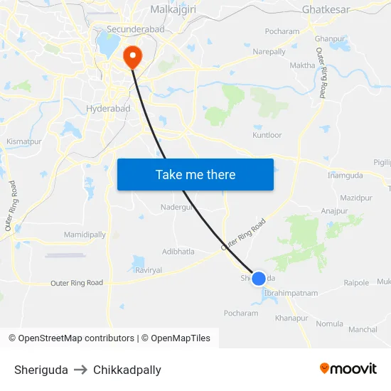 Sheriguda to Chikkadpally map