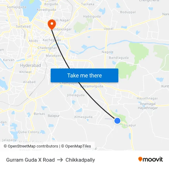 Gurram Guda X Road to Chikkadpally map