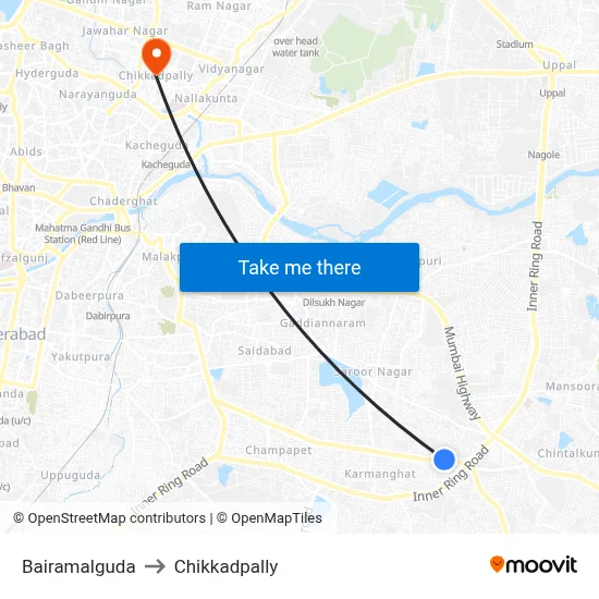 Bairamalguda to Chikkadpally map