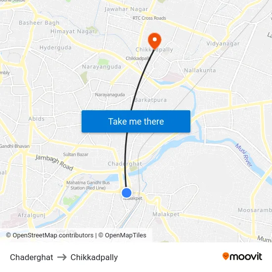 Chaderghat to Chikkadpally map
