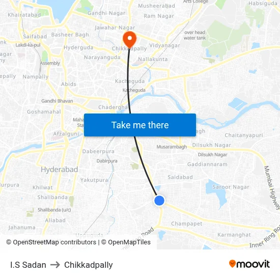 I.S Sadan to Chikkadpally map