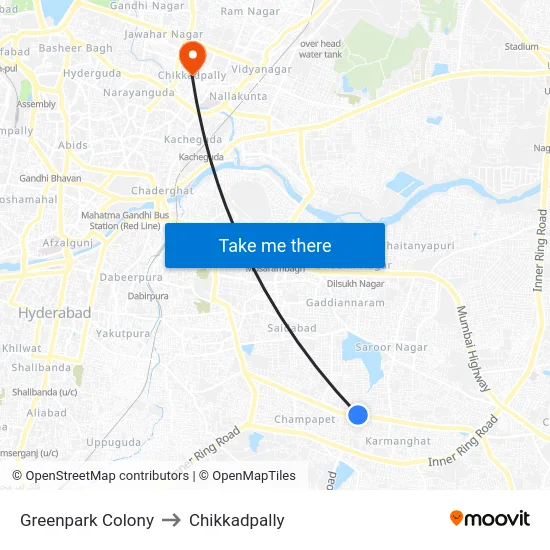 Greenpark Colony to Chikkadpally map