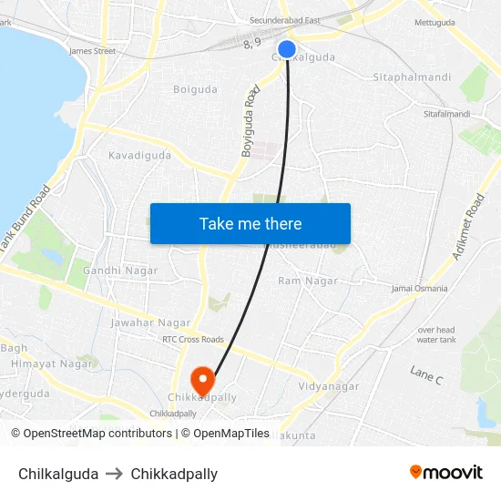 Chilkalguda to Chikkadpally map