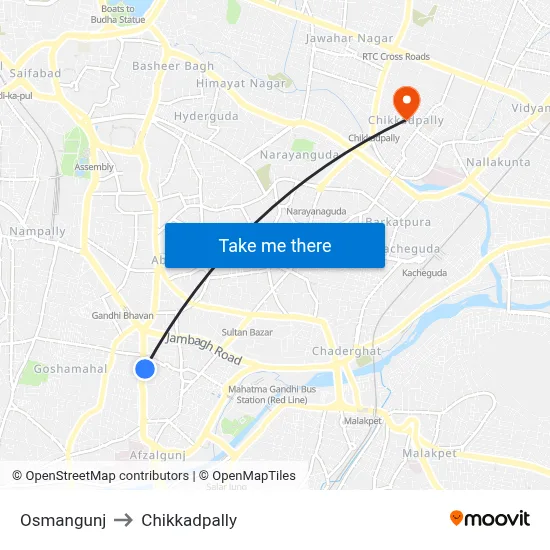Osmangunj to Chikkadpally map