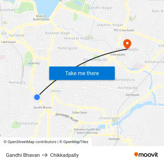 Gandhi Bhavan to Chikkadpally map