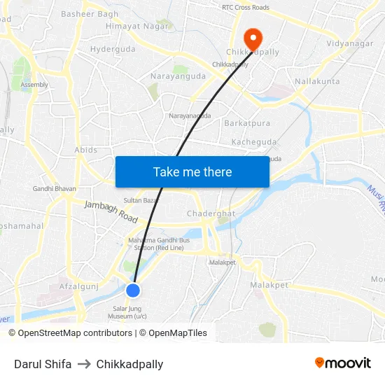 Darul Shifa to Chikkadpally map