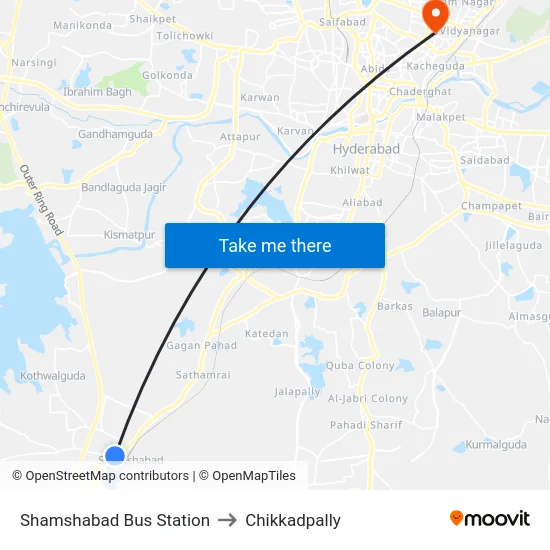Shamshabad Bus Station to Chikkadpally map