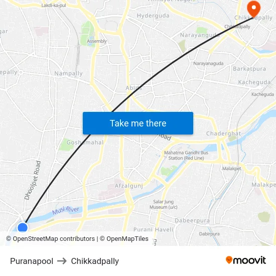 Puranapool to Chikkadpally map