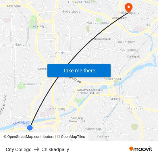 City College to Chikkadpally map