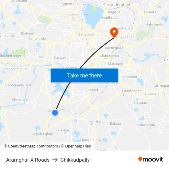 Aramghar X Roads to Chikkadpally map