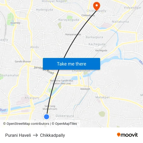 Purani Haveli to Chikkadpally map