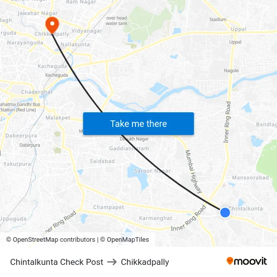 Chintalkunta Check Post to Chikkadpally map