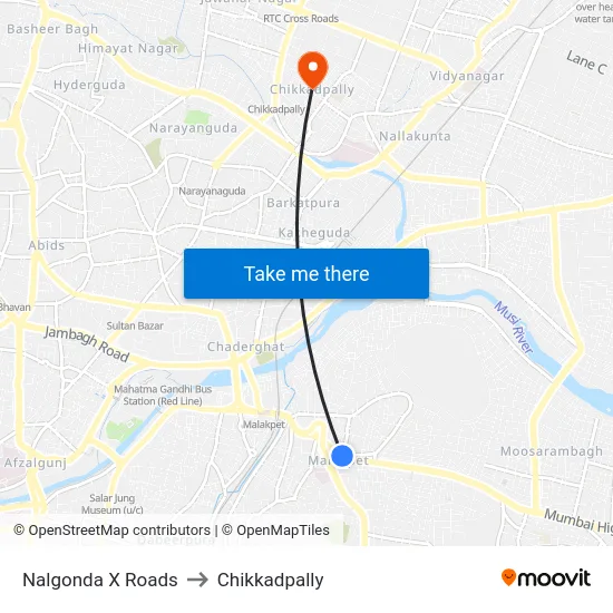 Nalgonda X Roads to Chikkadpally map