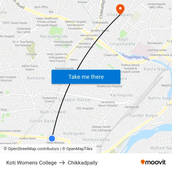 Koti Womens College to Chikkadpally map