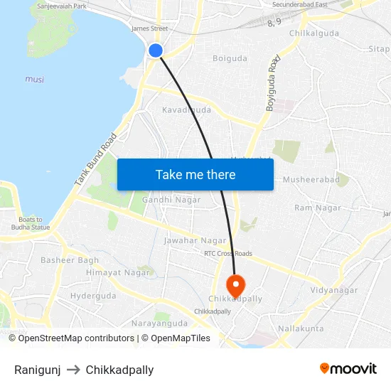 Ranigunj to Chikkadpally map