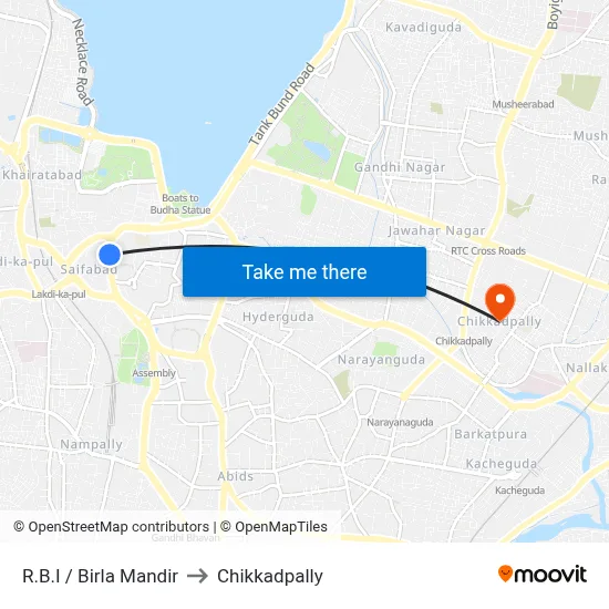 R.B.I / Birla Mandir to Chikkadpally map