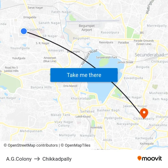 A.G.Colony to Chikkadpally map