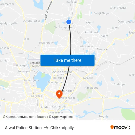 Alwal Police Station to Chikkadpally map