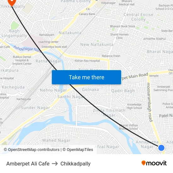 Amberpet Ali Cafe to Chikkadpally map