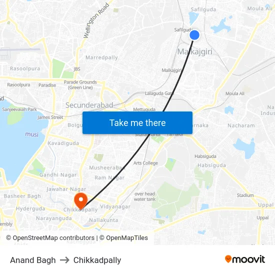 Anand Bagh to Chikkadpally map
