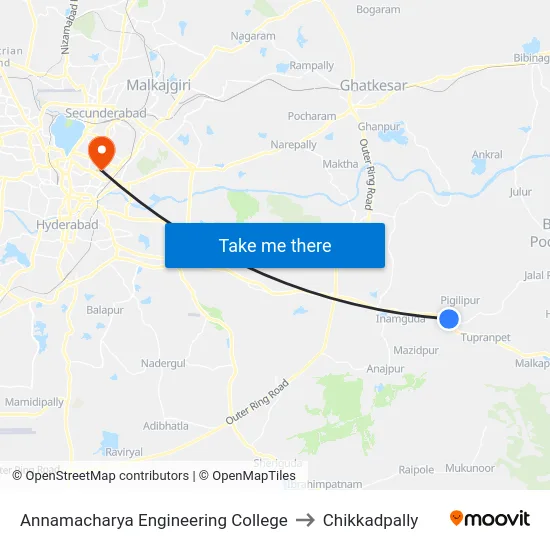 Annamacharya Engineering College to Chikkadpally map