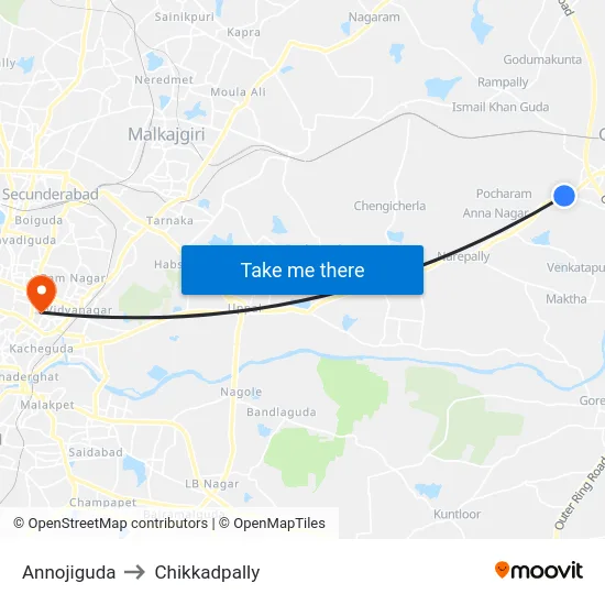 Annojiguda to Chikkadpally map