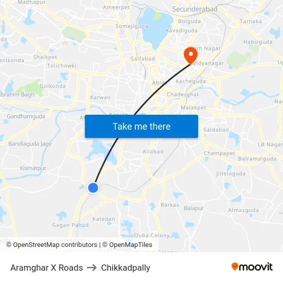 Aramghar X Roads to Chikkadpally map