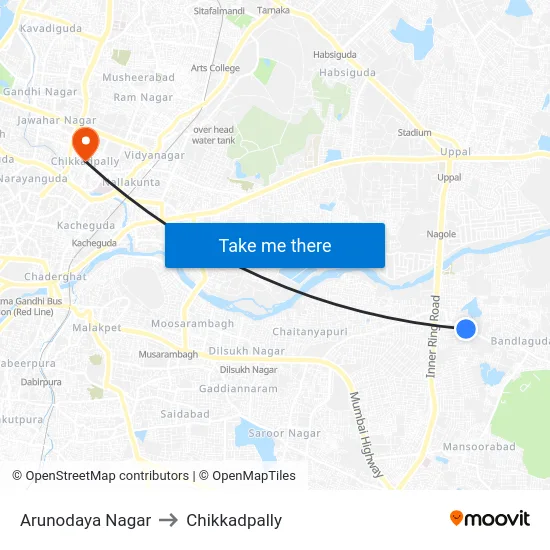 Arunodaya Nagar to Chikkadpally map