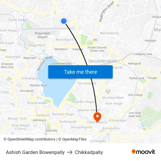 Ashish Garden Bowenpally to Chikkadpally map