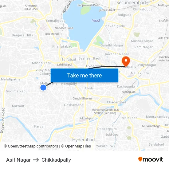 Asif Nagar to Chikkadpally map