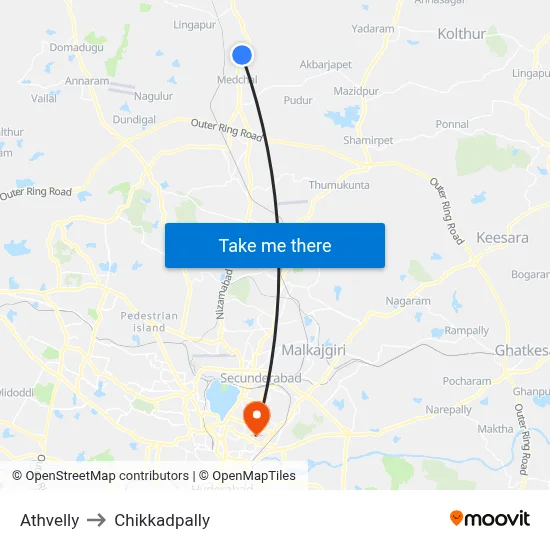 Athvelly to Chikkadpally map