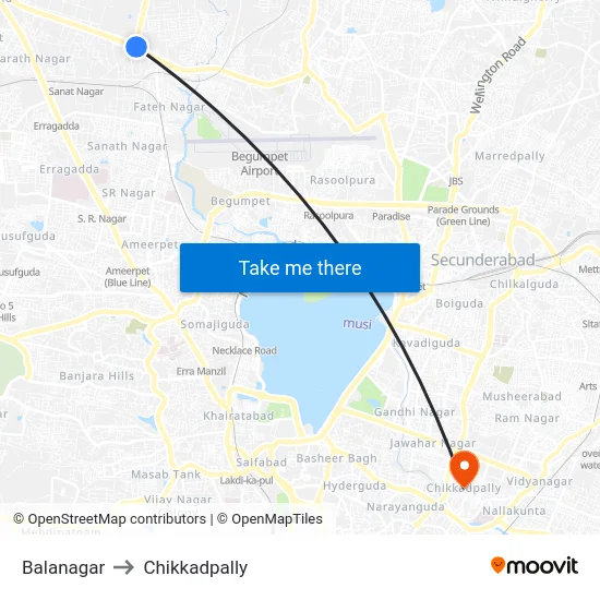 Balanagar to Chikkadpally map