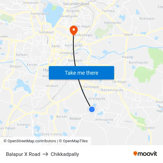 Balapur X Road to Chikkadpally map