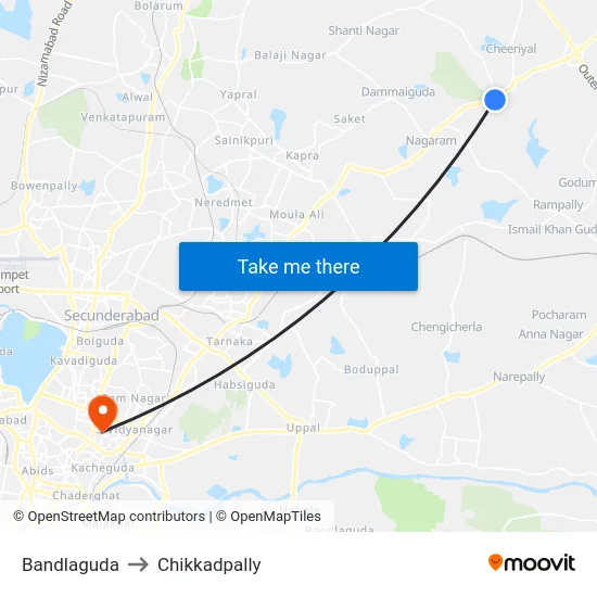 Bandlaguda to Chikkadpally map