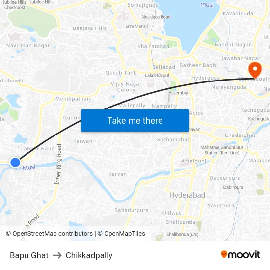 Bapu Ghat to Chikkadpally map