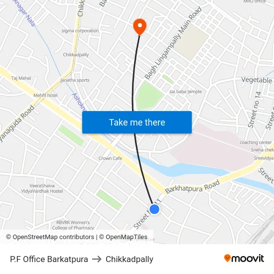 P.F Office Barkatpura to Chikkadpally map