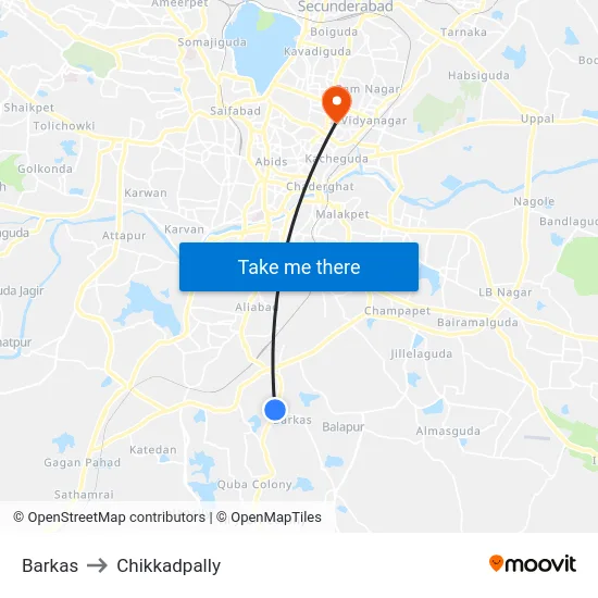 Barkas to Chikkadpally map