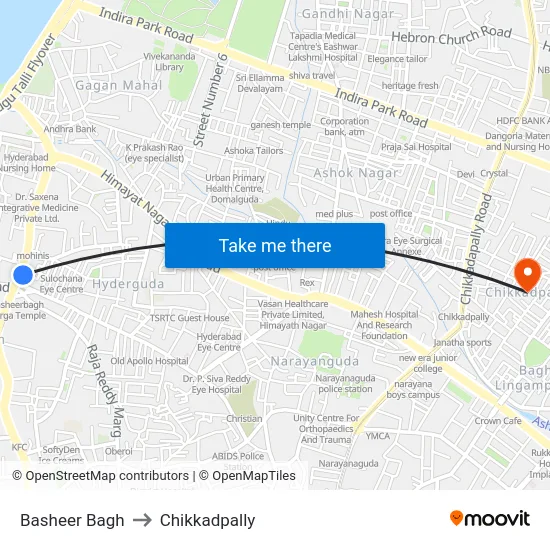 Basheer Bagh to Chikkadpally map