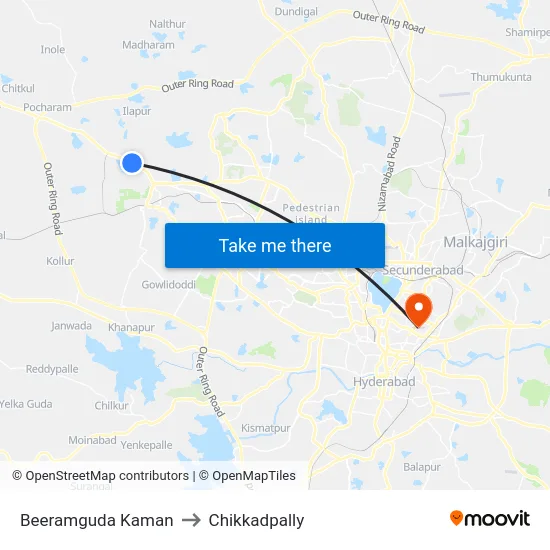 Beeramguda Kaman to Chikkadpally map