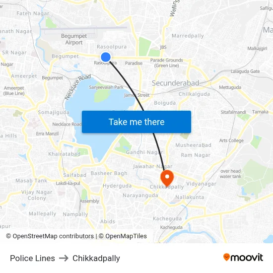 Police Lines to Chikkadpally map