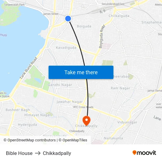 Bible House to Chikkadpally map